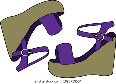 Wedges Shoe Pair illustration. Vector Fashion Accessory. Symbol of Elegance, Style.