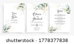 Weding card template with elegant greenery