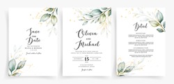Шаблон свадебной открытки с элегантной зеленью