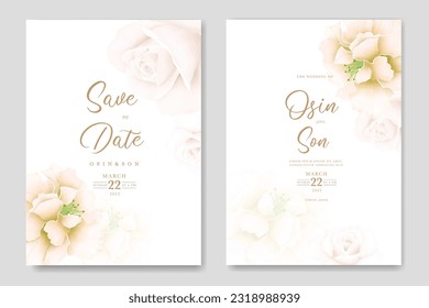  weding invitation card with floral leaves watercolor