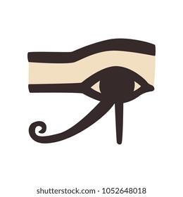 Wedjat or eye of Horus. Ancient Egyptian symbol of protection, royal power and good health. Flat vector element for decoration