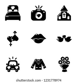 Wedlock icons set. Simple set of 9 wedlock vector icons for web isolated on white background