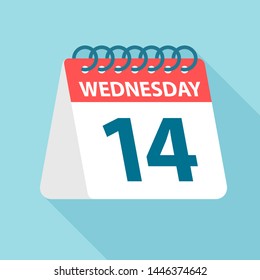 Wednesday 14 - Calendar Icon - Vector Illustration