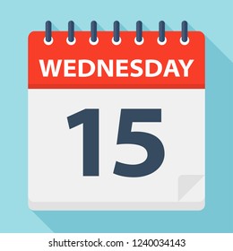 Wednesday 15 - Calendar Icon - Vector Illustration