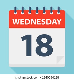 Wednesday 18 - Calendar Icon - Vector Illustration