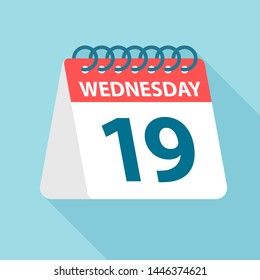 Wednesday 19 - Calendar Icon - Vector Illustration