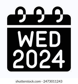 Calendario Miércoles 2024, Calendario Vector. 