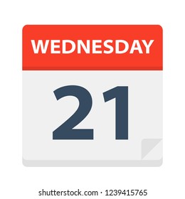 Wednesday 21 - Calendar Icon - Vector Illustration