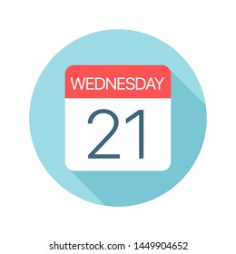 Wednesday 21 - Calendar Icon - Vector Illustration