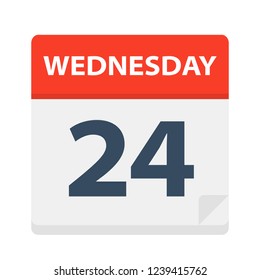 Wednesday 24 - Calendar Icon - Vector Illustration
