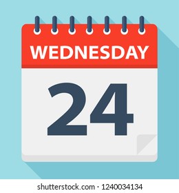 Wednesday 24 - Calendar Icon - Vector Illustration