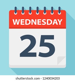 Wednesday 25 - Calendar Icon - Vector Illustration