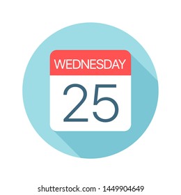 Wednesday 25 - Calendar Icon - Vector Illustration