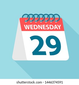 Wednesday 29 - Calendar Icon - Vector Illustration