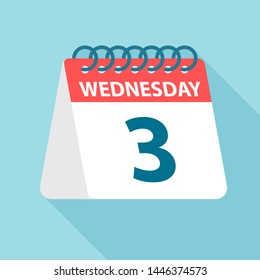 Wednesday 3 - Calendar Icon - Vector Illustration