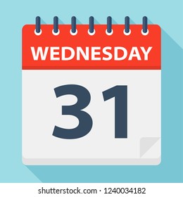 Wednesday 31 - Calendar Icon - Vector Illustration