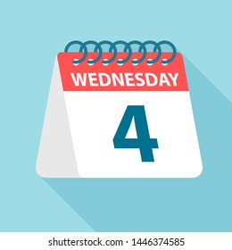 Wednesday 4 - Calendar Icon - Vector Illustration