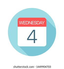 Wednesday 4 - Calendar Icon - Vector Illustration