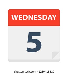 Wednesday 5 - Calendar Icon - Vector Illustration