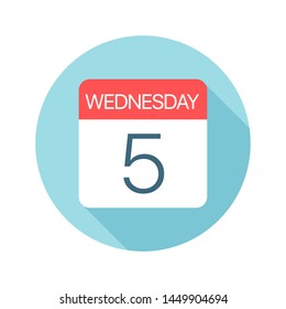 Wednesday 5 - Calendar Icon - Vector Illustration