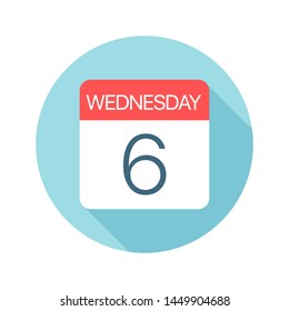 Wednesday 6 - Calendar Icon - Vector Illustration
