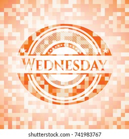 Wednesday abstract orange mosaic emblem with background