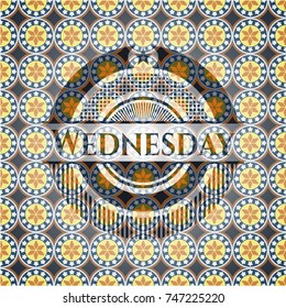 Wednesday arabic badge background. Arabesque decoration.