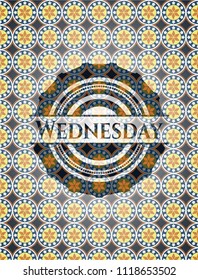 Wednesday arabic style badge. Arabesque decoration.