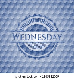 Wednesday blue emblem with geometric pattern.