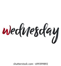 Wednesday. Brush hand lettering vector illustration. Modern calligraphy. Can be used for photo overlays, posters, clothes, prints, home decor, cards and more.