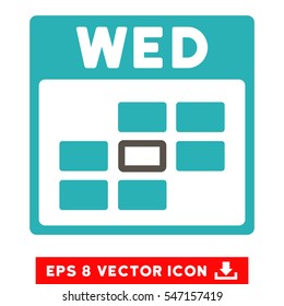 Wednesday Calendar Grid icon. Vector EPS illustration style is flat iconic bicolor symbol, grey and cyan colors.