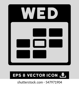 Wednesday Calendar Grid icon. Vector EPS illustration style is flat iconic symbol, black color.