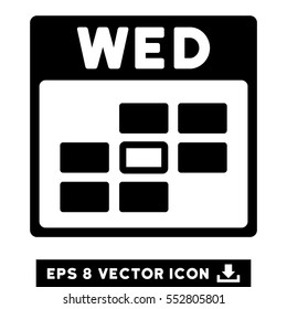 Wednesday Calendar Grid icon. Vector EPS illustration style is flat iconic symbol, black color.
