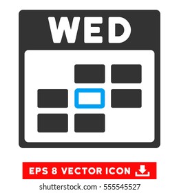Wednesday Calendar Grid icon. Vector EPS illustration style is flat iconic bicolor symbol, blue and gray colors.