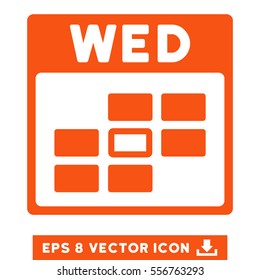 Wednesday Calendar Grid icon. Vector EPS illustration style is flat iconic symbol, orange color.