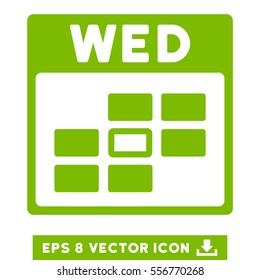 Wednesday Calendar Grid icon. Vector EPS illustration style is flat iconic symbol, eco green color.