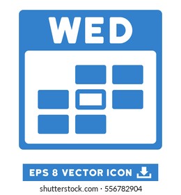 Wednesday Calendar Grid icon. Vector EPS illustration style is flat iconic symbol, cobalt color.