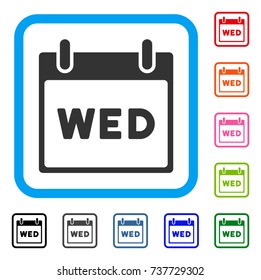 Wednesday Calendar Page icon. Flat gray iconic symbol in a light blue rounded square. Black, gray, green, blue, red, orange color variants of Wednesday Calendar Page vector.