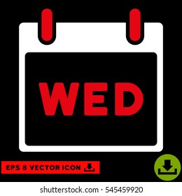 Wednesday Calendar Page icon. Vector EPS illustration style is flat iconic bicolor symbol, red and white colors.