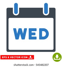 Wednesday Calendar Page icon. Vector EPS illustration style is flat iconic bicolor symbol, smooth blue colors.
