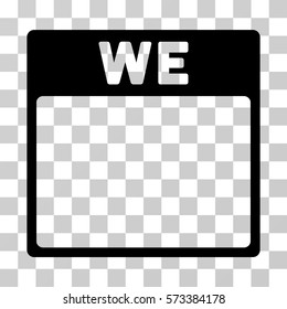 Wednesday Calendar Page icon. Vector illustration style is flat iconic symbol, black color, transparent background. Designed for web and software interfaces.