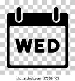 Wednesday Calendar Page icon. Vector illustration style is flat iconic symbol, black color, transparent background. Designed for web and software interfaces.