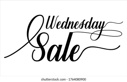 Wednesday Calligraphic Cursive Typographic Text on White Background