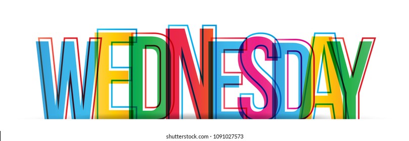 Wednesday colorful day of the week. Vector banner.