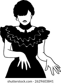 Wednesday is dancing crazy in her black dress 
