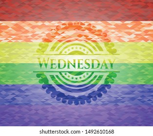 Wednesday emblem on mosaic background with the colors of the LGBT flag