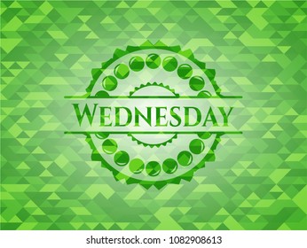  Wednesday green emblem. Mosaic background