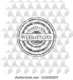 Wednesday grey emblem with cube white background