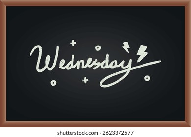 Wednesday handwritten with chalk on the blackboard vector design