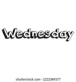 Wednesday, handwritten lettering. Script written of brush pen. Design of hand-drawn vintage lettering
